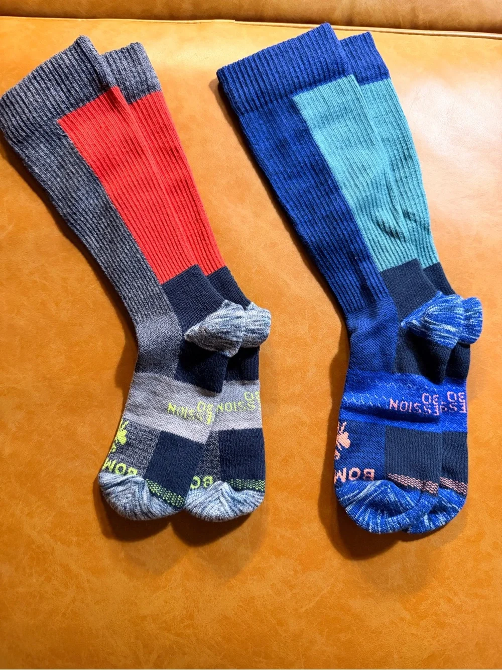 Bombas Compression Socks - Red & Teal Accents - 2 Pair